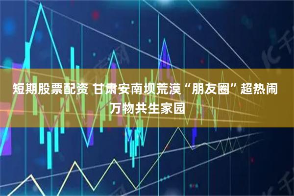 短期股票配资 甘肃安南坝荒漠“朋友圈”超热闹 万物共生家园